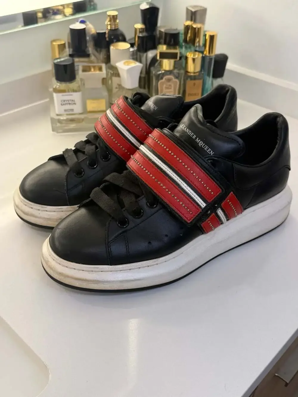 Alexander McQueen Larry Oversized Sneakers with Multicolor Leather Studded Strap